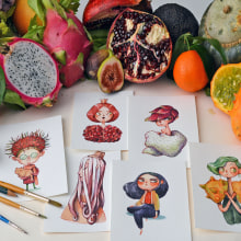 Fruit avd Veg as Characters. Illustration, Character Design, and Watercolor Painting project by Marija Tiurina - 05.20.2022