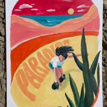 Paradise surfskate. Ilustração tradicional projeto de Alicia Gómez Magallón - 15.05.2022