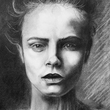 My project for course: Artistic Charcoal Portraiture: Creating Atmosphere. Traditional illustration, Fine Arts, Drawing, Portrait Illustration, Portrait Drawing, Realistic Drawing, and Artistic Drawing project by Fiona Lehman - 05.31.2022