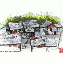 Mein Kursprojekt: Expressive Architekturskizzen mit Markern - Roma Siedlung in Zemun. Sketching, Drawing, Architectural Illustration, Sketchbook & Ink Illustration project by Hanspeter Stünzi - 06.10.2022