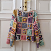 Mi proyecto del curso: Grannies de crochet: haz tu propio suéter. Fashion, Fashion Design, Fiber Arts, DIY, Crochet, and Textile Design project by mechafiz - 06.18.2022