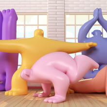 Yoga. Traditional illustration, 3D, Art Direction, Digital Illustration, 3D Modeling, 3D Character Design, and 3D Design project by Gallo López - 06.25.2022