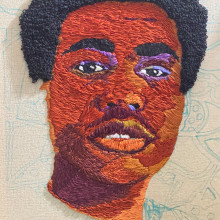 My project for course: Embroidered Portraits with Punch Needle. Ilustração de retrato, Bordado, Ilustração têxtil, Punch needle, e Design têxtil projeto de Michele KIRKLEY - 30.06.2022