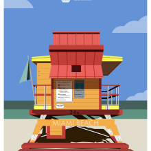 Ilustraciones casetas vigilantes playa Miami. Un proyecto de Diseño, Ilustración tradicional, Publicidad e Ilustración vectorial de Carlos Juan Vera Clemente - 12.07.2022