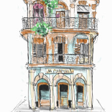 Sketch number 1 - Cuba -La Havane . Sketching, Drawing, Architectural Illustration, Sketchbook & Ink Illustration project by marienoeldamas - 07.13.2022