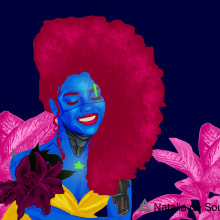 Molly com plantas. Un proyecto de Ilustración tradicional, Dibujo e Ilustración digital de Natalia De Souza Flores - 14.07.2022