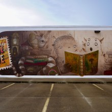 Commissioned mural for Prairie Grove Public Library, Arkansas, USA.. Un proyecto de Pintura de Lucas Aoki - 15.07.2022