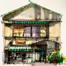 My project for course: Expressive Architectural Sketching with Colored Markers. Esboçado, Desenho, Ilustração arquitetônica, Sketchbook e Ilustração com tinta projeto de Minh Đức Lê - 16.07.2022