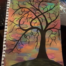 Tree on colorfull background. Design, and Painting project by rosao - 07.20.2022