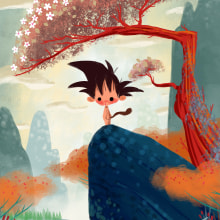 Son Goku Kawaii. Traditional illustration project by David Pavón Benítez - 07.20.2022