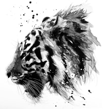 Expressive watercolour tiger . Artes plásticas projeto de Sarah Stokes - 30.07.2022