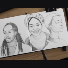My project for course: Portrait Sketchbooking: Explore the Human Face. Sketching, Drawing, Portrait Drawing, Artistic Drawing, and Sketchbook project by Frédérique Braem - 08.03.2022
