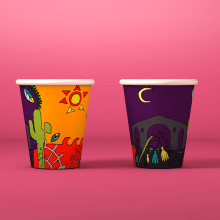 El sabor de la vida. Ilustración y packaging de vasos reciclables. Un proyecto de Ilustración tradicional, 3D, Diseño gráfico, Packaging, Ilustración vectorial y Dibujo digital de Vicky Carreras - 07.08.2022