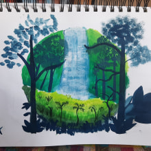 My project for course: Painting Atmospheric Landscapes with Gouache. Traditional illustration, Painting, and Gouache Painting project by Max Linden - 08.13.2022