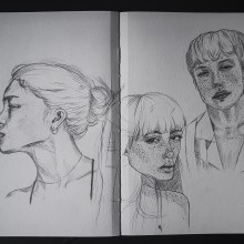 My project for course: Portrait Sketchbooking: Explore the Human Face. Esboçado, Desenho, Desenho de retrato, Desenho artístico, e Sketchbook projeto de Leia - 14.08.2022
