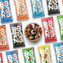 Branding & Packaging | Bazana! Healthy Roasted Snacks. Design, Br, ing, Identit, Creative Consulting, Graphic Design, Packaging, Web Design, Creativit, Logo Design, Food Photograph, T, pograph, Design, Stationer, and Design project by Rajesh Thyagarajan - 08.16.2022