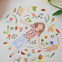 Floating in Dreams. Ilustração tradicional, Pintura em aquarela e Ilustração infantil projeto de Lena - 19.08.2022