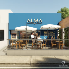 ALMA - Cafetería en San Isidro - Lima Perú . Un proyecto de Diseño, creación de muebles					, Diseño de interiores y Diseño de iluminación de Paola Ramirez Chuman - 24.08.2022