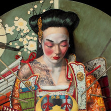 Geisha Samurai Beautiful Bizarre Art Prize Finalist 2022 Ein Projekt aus dem Bereich Illustration, Bildende Künste und Ölmalerei von Fernando Vicente - 31.08.2022