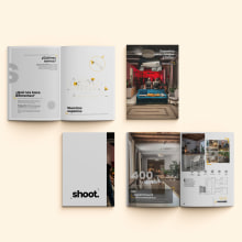 Maquetación - Dossier espacios para SHOOT.. Design, Editorial Design, and Graphic Design project by gema peragón - 09.05.2022