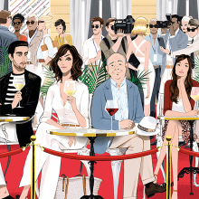 Woody Allen - Rifkin's Festival film poster. Un proyecto de Ilustración tradicional, Cine, vídeo, televisión, Diseño de títulos de crédito y Cine de Jordi Labanda - 03.07.2014