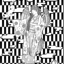 Black and white kimono illustrations. Un proyecto de Ilustración tradicional de Samantha Lemieux - 09.09.2022