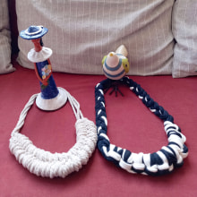 Mi proyecto del curso: Iniciación a la bisutería con cordón: fabrica tus propios collares. Un proyecto de Artesanía, Diseño de jo, as, Macramé y Diseño textil de Clara Ines Arjona - 14.09.2022