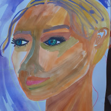 My project for course: Experimental Portraiture: Fusing Oil, Acrylic, and Spray Paint. Un proyecto de Bellas Artes, Pintura, Ilustración de retrato, Pintura acrílica y Pintura al óleo de Gökşen Parlatan - 22.09.2022