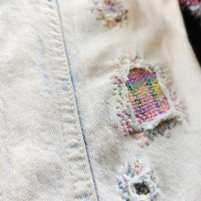 Parche telar para chaqueta. Embroider, and Weaving project by Loreto Benavides - 09.23.2022
