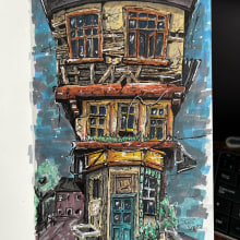 DPH Final Project: Expressive Architectural Sketching with Colored Markers. Traditional illustration, Architecture, L, scape Architecture, Sketching, Creativit, Pencil Drawing, Drawing, Artistic Drawing, Architectural Illustration, Sketchbook & Ink Illustration project by Dan Hodson - 09.28.2022