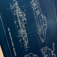 Mercedes Gullwing Blueprint. Un proyecto de Ilustración tradicional, Diseño de automoción, Dibujo e Ilustración con tinta de Miles Jackson - 03.10.2022