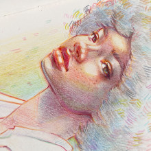 My project for course: Vibrant Portrait Drawing with Colored Pencils. Un projet de Dessin, Dessin de portrait, Carnet de croquis, Dessin aux cra , et ons de couleur de Gabriela Niko - 11.10.2022