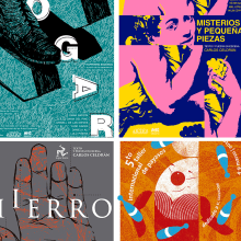 Conjunto de cinco carteles promocionales para igual número de espectáculos y eventos. Un proyecto de Ilustración tradicional, Publicidad y Diseño de carteles de Omar Batista Jiménez - 13.10.2022