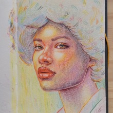 Meu projeto do curso: Desenho de retratos vibrantes com lápis de cor. Drawing, Portrait Drawing, Sketchbook, and Colored Pencil Drawing project by Patrícia Gonsalves - 10.17.2022