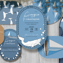 Sailboat_Wedding Invitation. Un proyecto de Br, ing e Identidad, Eventos, Diseño gráfico y Diseño de papelería				 de Roberta Russo - 31.10.2022
