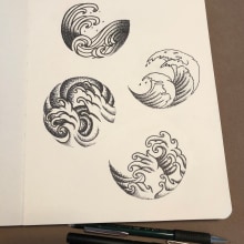 Handpoke tattoo Japanese wave . Un proyecto de Diseño de tatuajes de Monika Borgodzhiiska - 10.11.2022