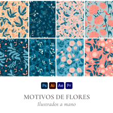 Cute Flower Patterns. Design, Ilustração tradicional, Br, ing e Identidade, e Packaging projeto de Ana Canal - 01.04.2022