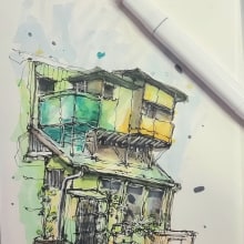 My project for course: Expressive Architectural Sketching with Colored Markers. Esboçado, Desenho, Ilustração arquitetônica, Sketchbook e Ilustração com tinta projeto de chuongy - 15.11.2022