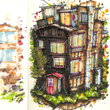 My projects for course: Expressive Architectural Sketching with Colored Markers. Sketching, Drawing, Architectural Illustration, Sketchbook & Ink Illustration project by bengawley - 11.13.2022