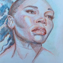 My project for course: Vibrant Portrait Drawing with Colored Pencils. Desenho, Desenho de retrato, Sketchbook, e Desenho com lápis de cor projeto de patsvandam - 01.12.2022