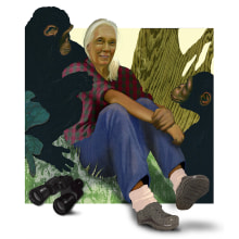 Dr. Jane Goodall. Un proyecto de Ilustración tradicional de Dominic Bodden - 01.12.2022