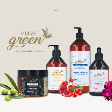Branding & Packaging Pure Green. Design, Traditional illustration, Br, ing, Identit, Design Management, Editorial Design, Graphic Design, Packaging, Product Design, Vector Illustration, and Creativit project by Gabriela Del Pino Uzcategui - 01.12.2019