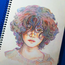 Meu projeto do curso: Desenho de retratos vibrantes com lápis de cor. Drawing, Portrait Drawing, Sketchbook, and Colored Pencil Drawing project by Francieli Faustino Ramos - 12.03.2022