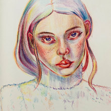 My project for course: Vibrant Portrait Drawing with Colored Pencils_Update 06 Dec. Desenho, Desenho de retrato, Sketchbook, e Desenho com lápis de cor projeto de Hannah Gao - 05.12.2022