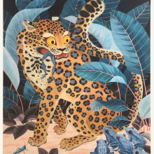 Minhwa Leopard. Projekt z dziedziny Trad, c, jna ilustracja i Malowanie gwaszami użytkownika Georgina Taylor - 06.12.2022