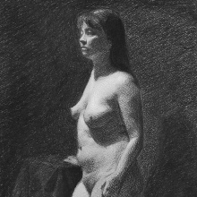 Charcoal Model Drawing - Dibujo con modelo a carboncillo. Drawing, Realistic Drawing, and Figure Drawing project by Paula Jiménez - 12.17.2022