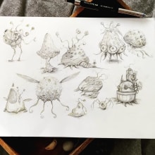 My project for course: Whimsical Sketchbook: Draw Imaginary Creatures from Nature. Desenho a lápis, Desenho, Pintura em aquarela, Sketchbook e Ilustração naturalista projeto de Kasia Klas - 21.12.2022
