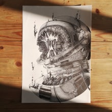 Solaris Tribute. Traditional illustration, Pencil Drawing, Drawing, Realistic Drawing, Artistic Drawing, Ink Illustration, and Editorial Illustration project by Gabriele Faoro - 12.22.2022