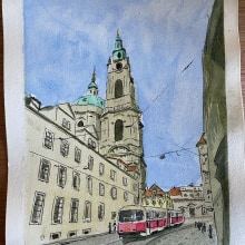 My project for course: Architectural Sketching with Watercolor and Ink. Sketching, Drawing, Watercolor Painting, Architectural Illustration, Sketchbook & Ink Illustration project by Carl Houghton - 12.30.2022