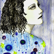 Retrato ilustrado de Hedy Lamar. Ilustração tradicional, Desenho, Pintura em aquarela, Desenho de retrato e Ilustração com tinta projeto de Nieves Ferragut - 03.01.2023
